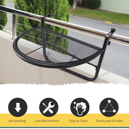 Table de balcon réglable avec rail de suspension en métal, noir