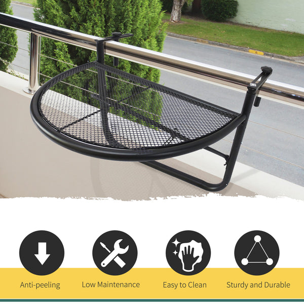 Table de balcon réglable avec rail de suspension en métal, noir