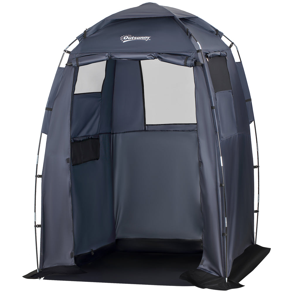 Tente de douche 60" x 60" x 82" extra large, abri de camping portable et privé avec fenêtres et tapis de sol, bleu foncé