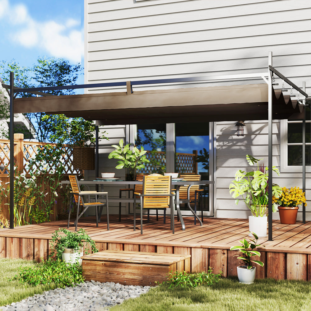 Pergola 10 x 10 rétractable UPF 30+, marron