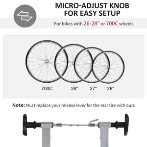 Support magnétique pour vélo d'intérieur avec broche à dégagement rapide, Argent