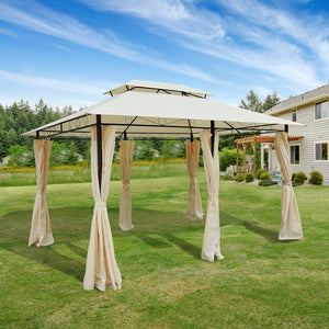 Gazebo 10 x 13 avec toit souple, structure en acier, blanc crème
