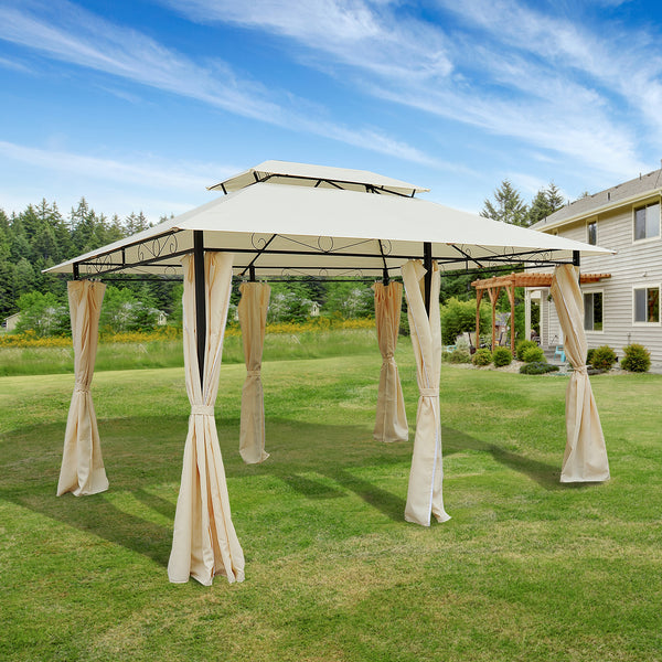 Gazebo 10 x 13 avec toit souple, structure en acier, blanc crème