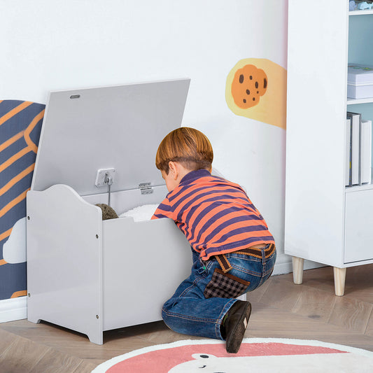 Coffre de rangement en bois pour jouets pour enfants, gris
