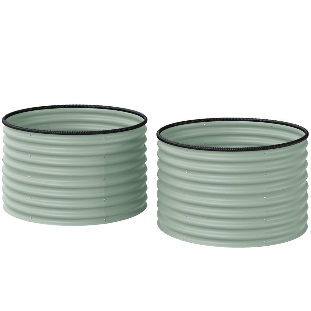 Set of 2 raised garden beds with safety edging, green