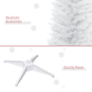 Sapin de Noël artificiel blanc de 7 pieds mince avec support en métal robuste