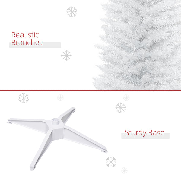 Sapin de Noël artificiel blanc de 7 pieds mince avec support en métal robuste