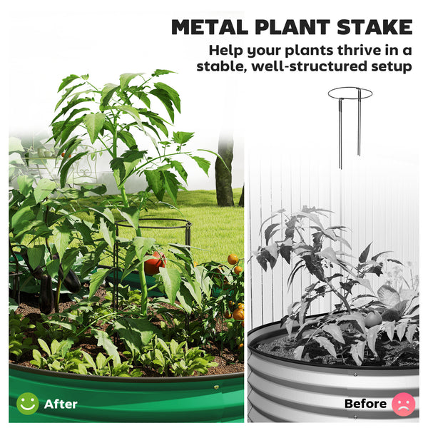 Jardinière d'extérieur surélevée galvanisée avec tuteur en métal, verte