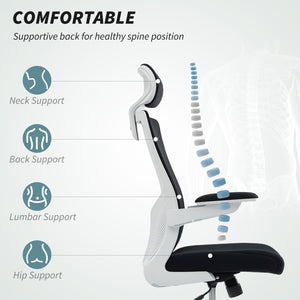 Ergonomic office chair with lumbar support and headrest, black