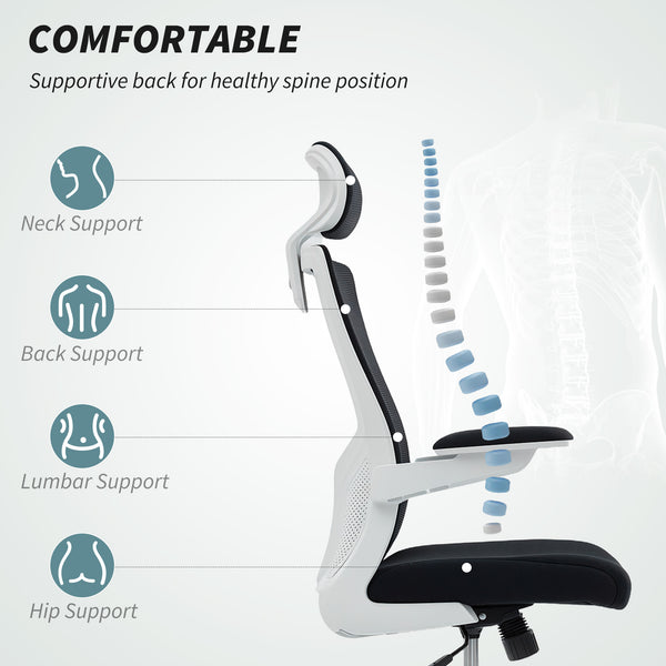 Ergonomic office chair with lumbar support and headrest, black