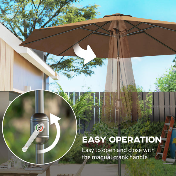 9.7-foot round umbrella with crank and tilt, cafe