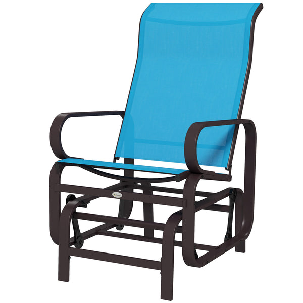 Rocking chair in breathable mesh fabric, brown/blue