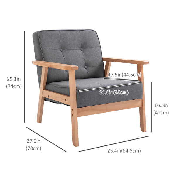 Fauteuil d'appoint avec dossier capitonné en tissu moderne, Gris