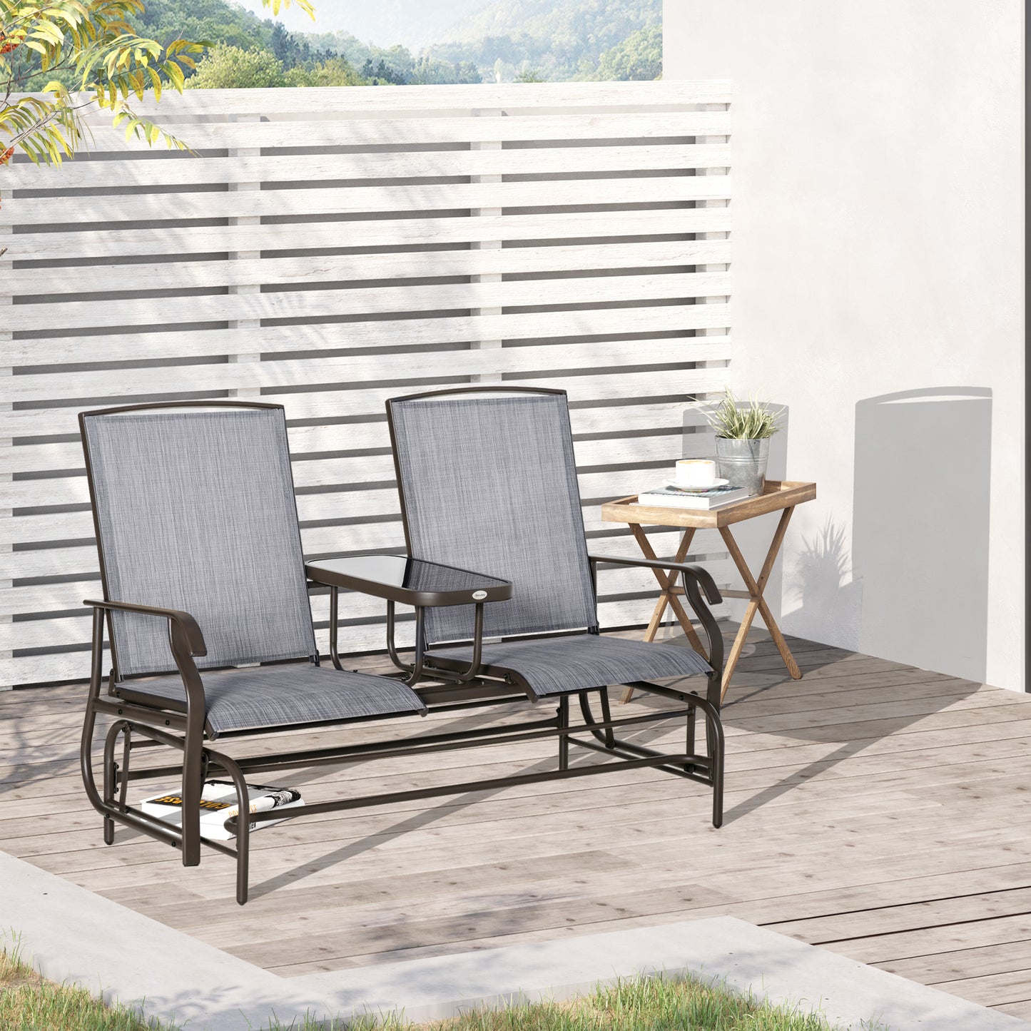 Outsunny 2-seater sliding garden bench