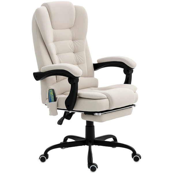 7-point vibrating massage chair with footrest, cream white 
