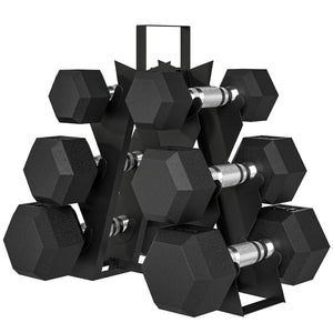 Ensemble d'haltères hexagonaux de 60 lb avec support, poignées antidérapantes