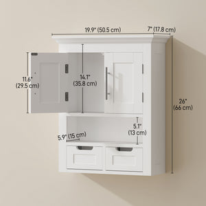 Armoire murale de salle de bain avec étagère, blanc