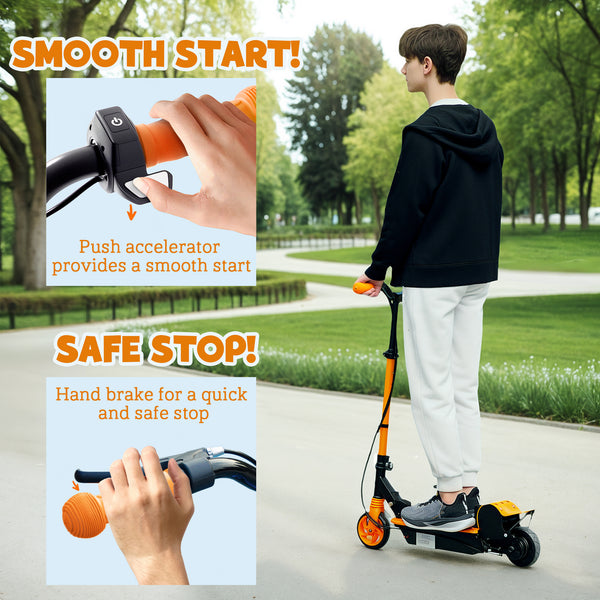 Trottinette électrique pliable avec siège et deux hauteurs réglables, orange