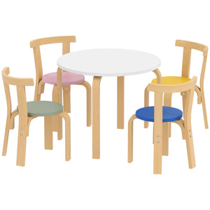 Ensemble table et chaises en bois, multicolore