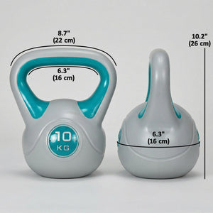 Kettlebell de 22 lb avec poignée large et base stable – Bleu pâle et gris