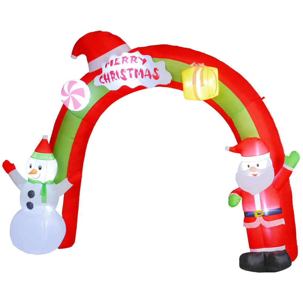 Arche gonflable de Noël de 3 mètres avec Père Noël et bonhomme de neige