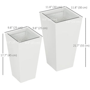 Ensemble de 2 grands pots de fleurs avec trous de drainage, blanc