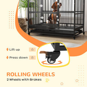 Cage robuste de 49" avec plateau amovible, portes et toit ouvrant