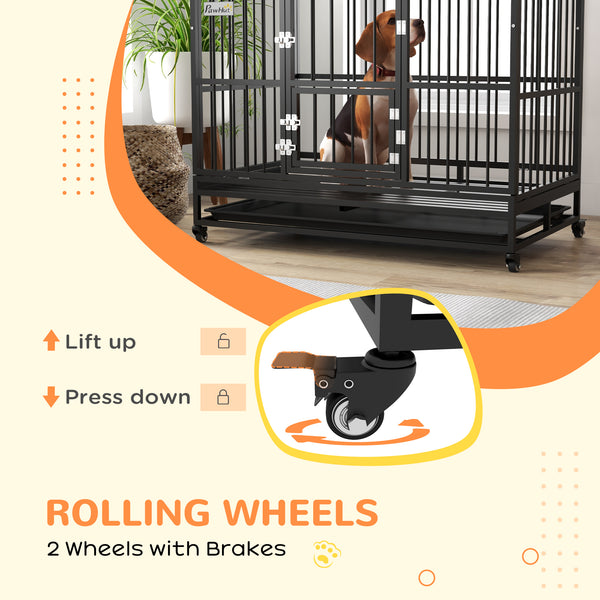 Cage robuste de 49" avec plateau amovible, portes et toit ouvrant