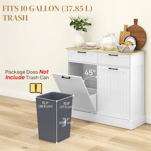 Meuble à poubelle basculant avec 2 tiroirs, blanc