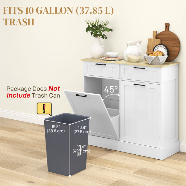 Meuble à poubelle basculant avec 2 tiroirs, blanc