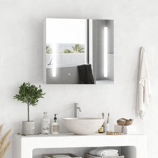 Armoire à pharmacie avec miroir et éclairage, blanc