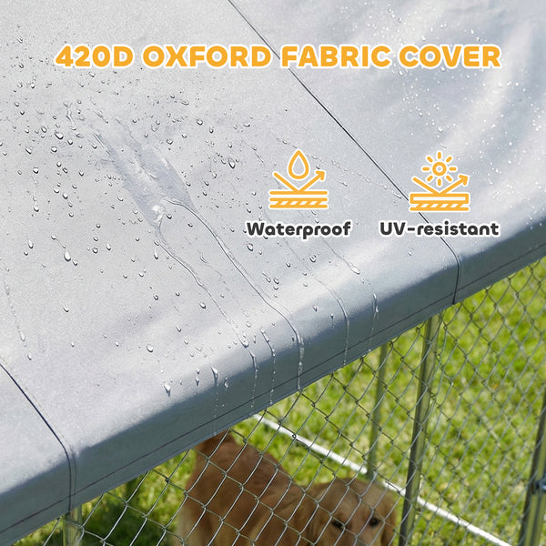Heavy-Duty Outdoor Dog Kennel with Waterproof Cover, Safety Latch, Wire Mesh Pen, 6m x 2.3m x 2.4m