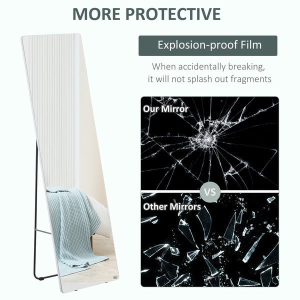 Miroir sur pied, mural ou à poser avec cadre de support, argenté