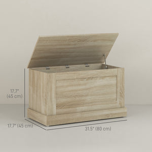 Coffre de rangement avec charnière de sécurité, aspect bois naturel