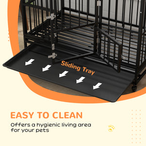 Cage robuste de 49" avec plateau amovible, portes et toit ouvrant