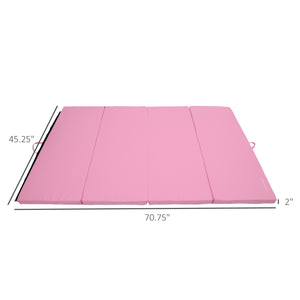 Tapis de gymnastique pliable 4'x6'x2'' avec poignées de transport, rose