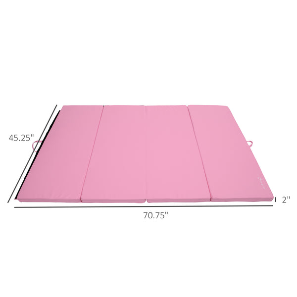 Tapis de gymnastique pliable 4'x6'x2'' avec poignées de transport, rose