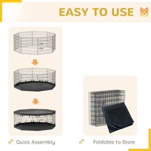 8-Panel Foldable Dog Playpen with Ground Stakes