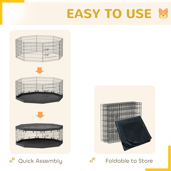 8-Panel Foldable Dog Playpen with Ground Stakes