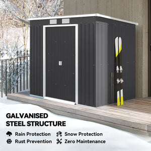 Galvanized steel garden shed with foundation kit - Dark grey