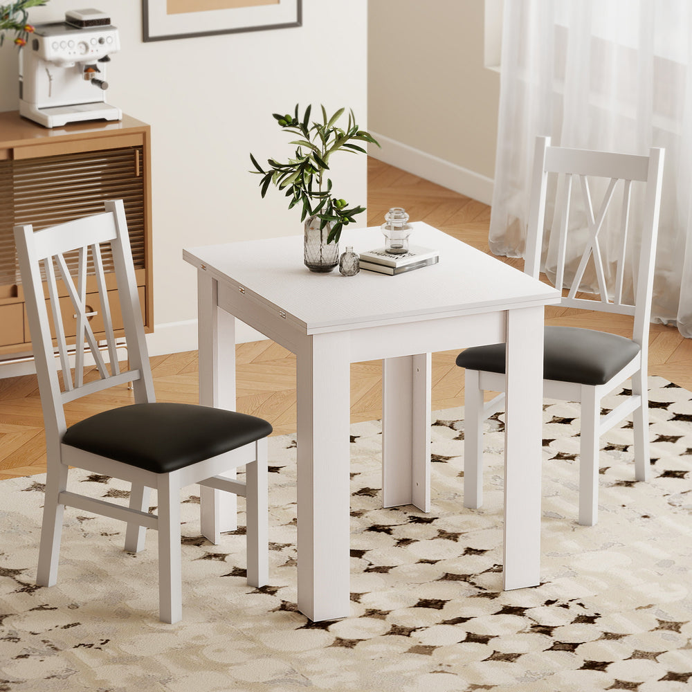 Table de salle à manger extensible pour 4 à 6 personnes, blanche