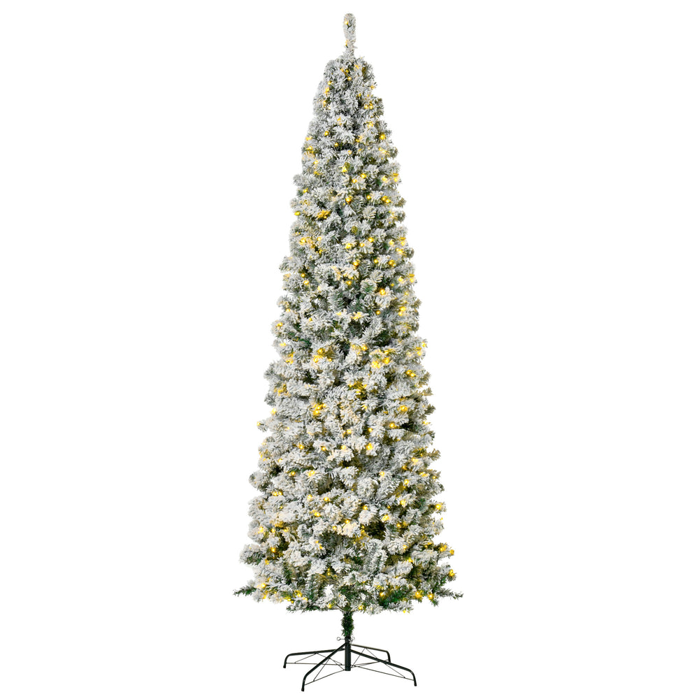Sapin de Noël artificiel givré de 9 pieds pré-éclairé avec lumière LED blanc chaud