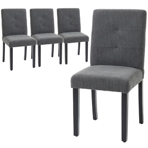 Ensemble de 4 chaises de salle à manger modernes avec pieds en bois d'hévéa et assise rembourrée, gris foncé