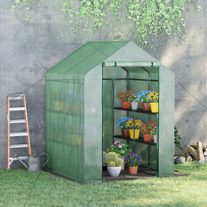 Portable garden greenhouse with 8 shelves