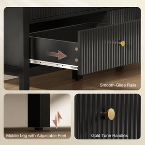 Modern double chest of drawers with 6 drawers for bedroom, living room, hallway, black