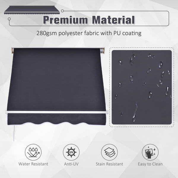 Auvent rétractable de 3,9 x 2,3 pieds, gris foncé