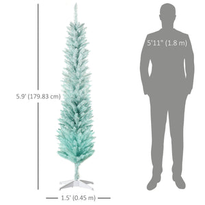 Sapin de Noël artificiel mince de 6 pieds bleu pâle