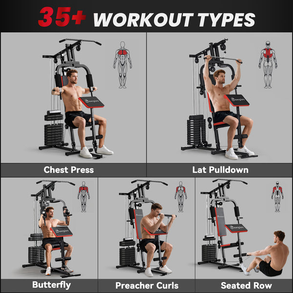 Appareil de musculation multifonction avec une colonne de poids de 65 kg