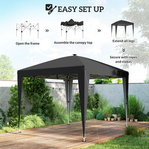 Abri pliant 10 x 10 avec éclairage central, protection UPF 50+, télécommande, noir