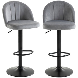 Ensemble de 2 tabourets de bar pivotants avec repose-pieds, gris
